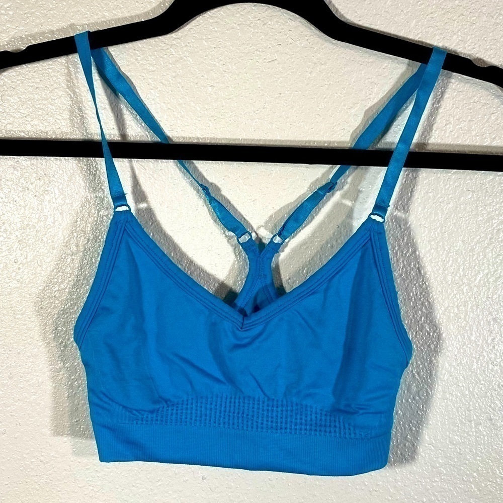 Forever21 blue racer back sports bra size S